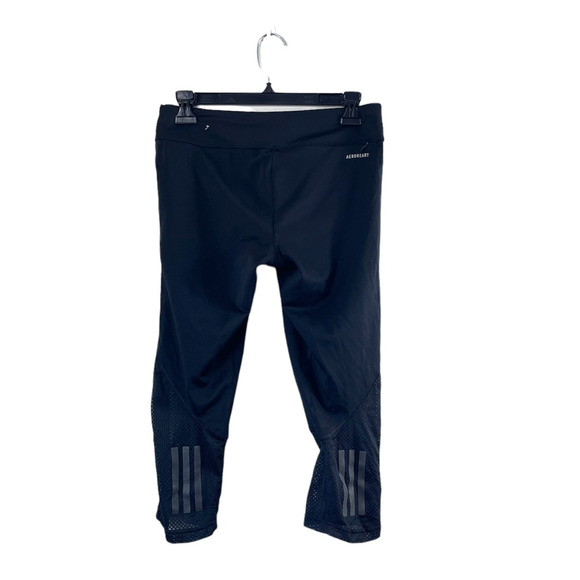 Women's Black Mesh Adidas Running Capris M - Picture 2 of 6
